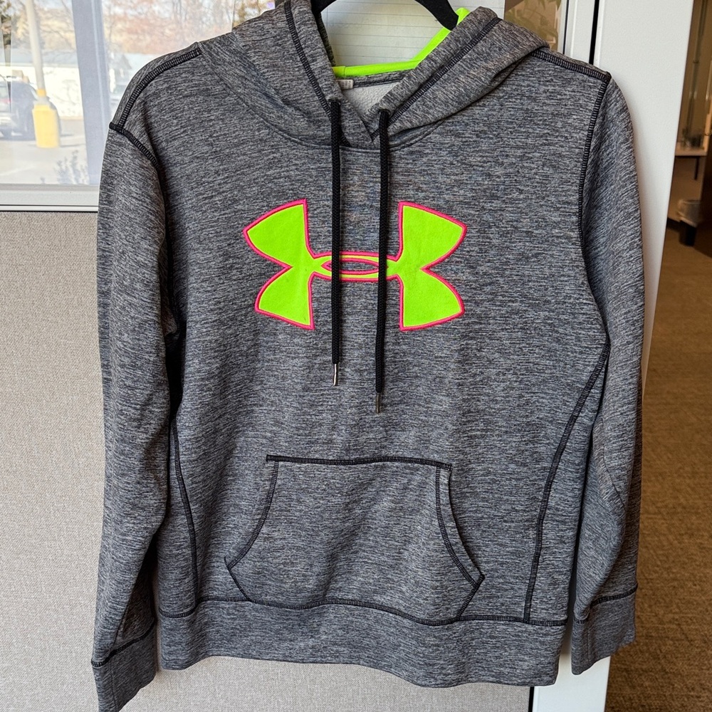 🦋Under Armour Charcoal Hoodie with Bright Logo